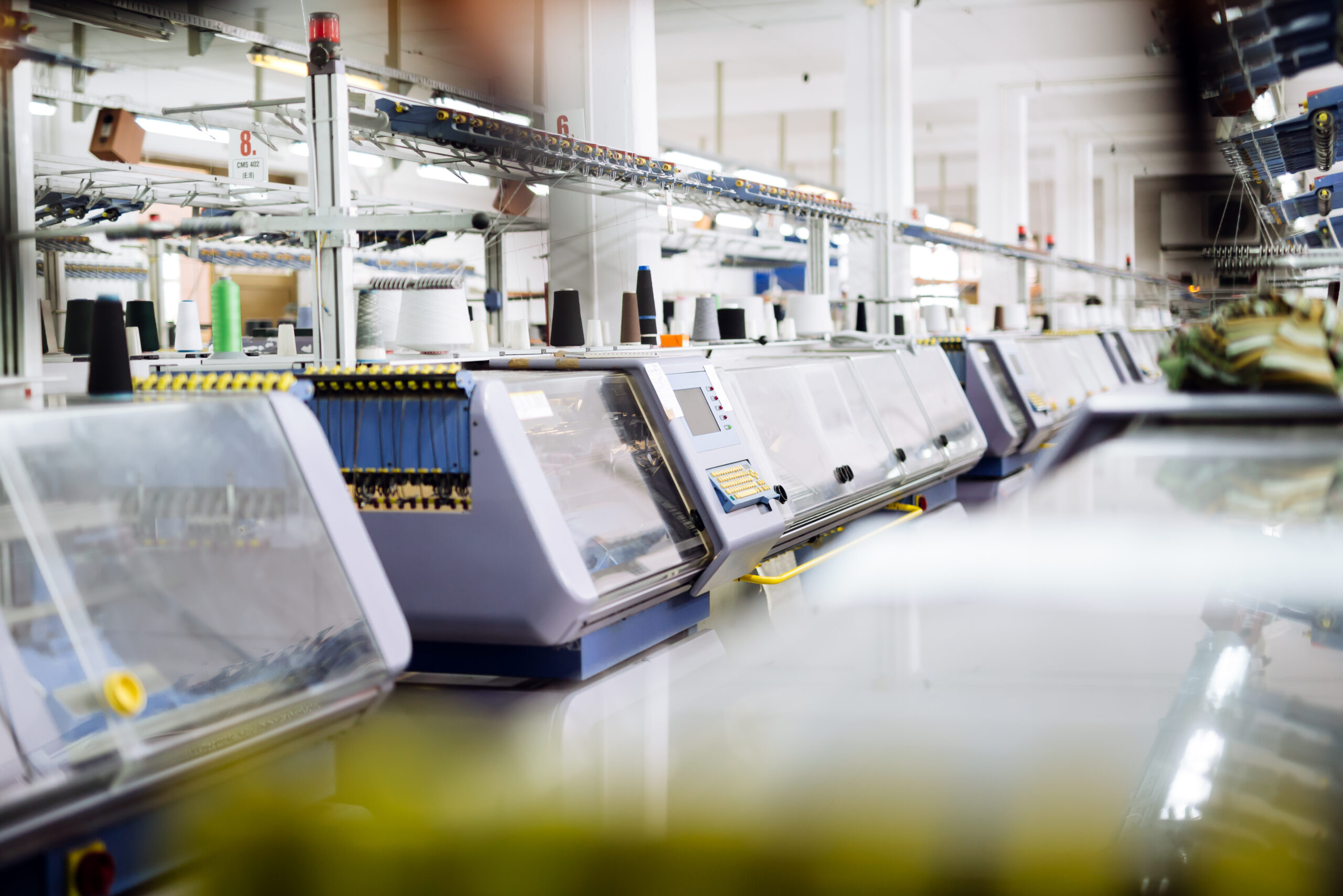 Knitting and weaving machines in textile industry